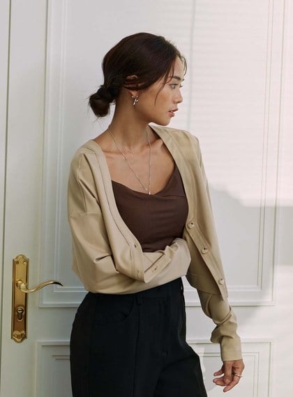 正反兩穿長袖罩衫上衣